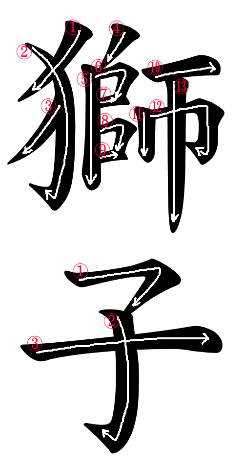 Japanese Word Images for the word Lion Japanese Word Characters and