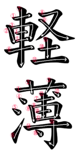 Stroke Order for 軽薄