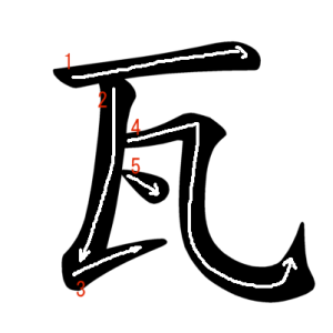 Jouyou Kanji "瓦" Stroke Order