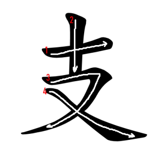 Jouyou Kanji "支" Stroke Order