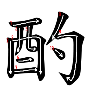 Jouyou Kanji "酌" Stroke Order