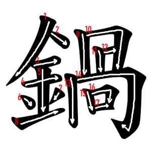 Jouyou Kanji "鍋" Stroke Order