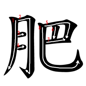 Jouyou Kanji "肥" Stroke Order