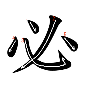 Jouyou Kanji "必" Stroke Order