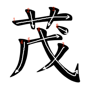 Jouyou Kanji "茂" Stroke Order