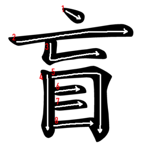 Jouyou Kanji "盲" Stroke Order
